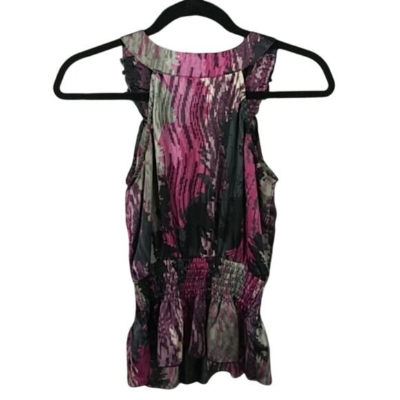 Bisou Bisou Sleeveless Ruffle Top Multicolor Polyester Blend Small - Picture 2 of 4